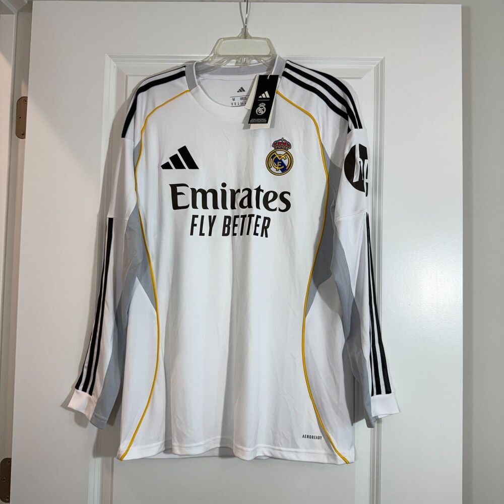 NWT Adidas Real Madrid 2023-24 Home Jersey Long Sleeve Size M